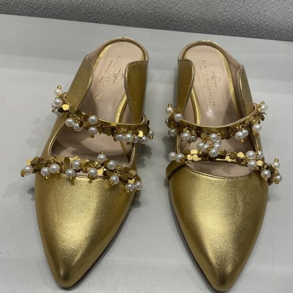 NEW ELINA LINARDAKI Linardaki Stardust Flats – Size 10 – Gold – Pearls & Charms - Picture 6 of 12